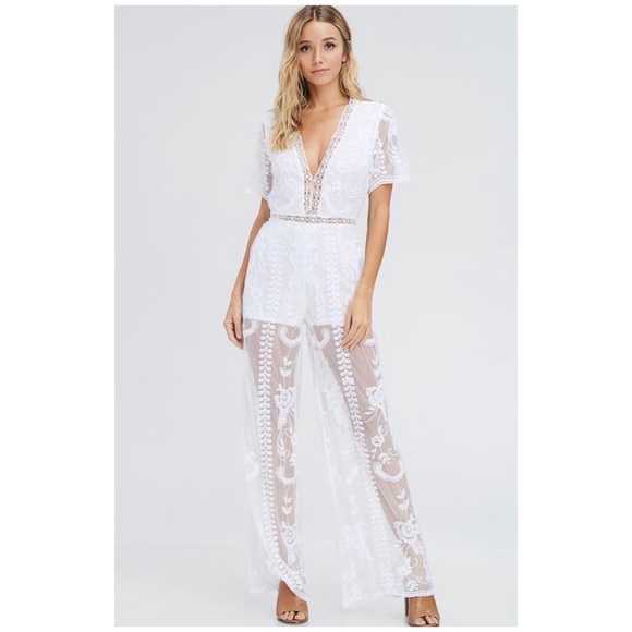 January Summer Pants - ☀️LAST2️⃣//OFF WHITE LACE JUMPSUIT
